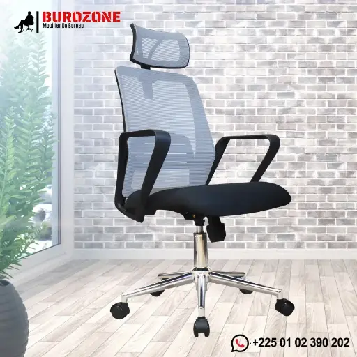 [992H-GR] Fauteuil secrétaire/agent filet gris-noir