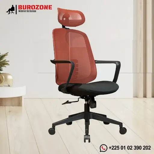 [113H-RD] Fauteuil directeur/agent filet rouge-noir