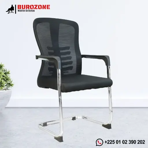 [C-3004] Chaise visiteur en maille noire